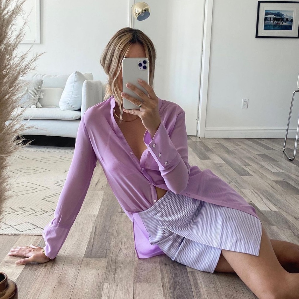 Purple silk shirt